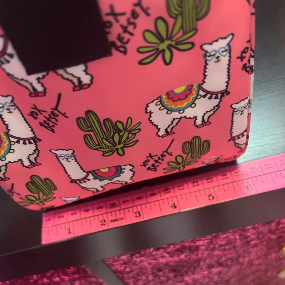 Betsey Johnson Llama Cactus Pink Insulated Crossbody Lunch Bag 9